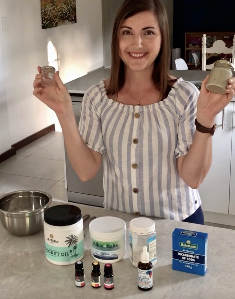 Making our own DIY remineralizing toothpaste.